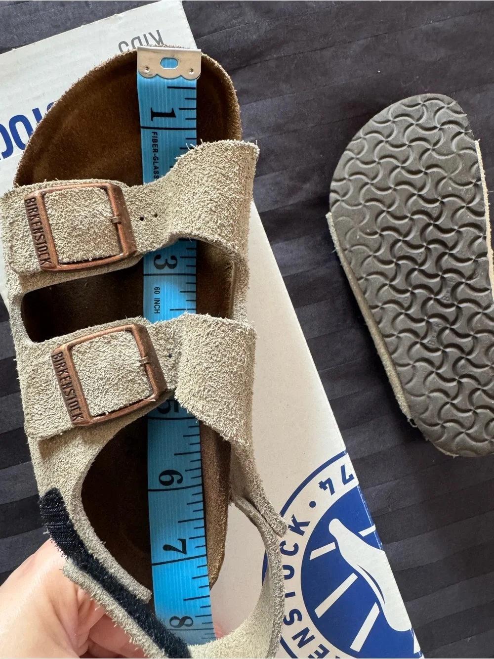 Birkenstock Kids Tan Suede Two-Strap Sandals with Heel Strap